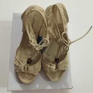 CALL IT SPRING Belts Crochet Wedge Sandals